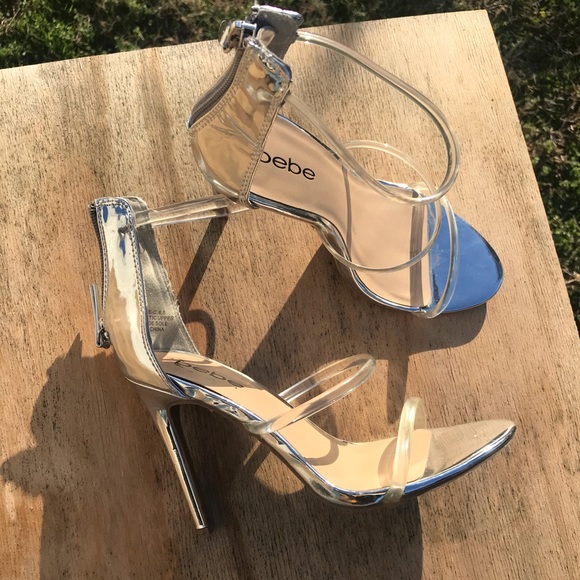 bebe silver heels